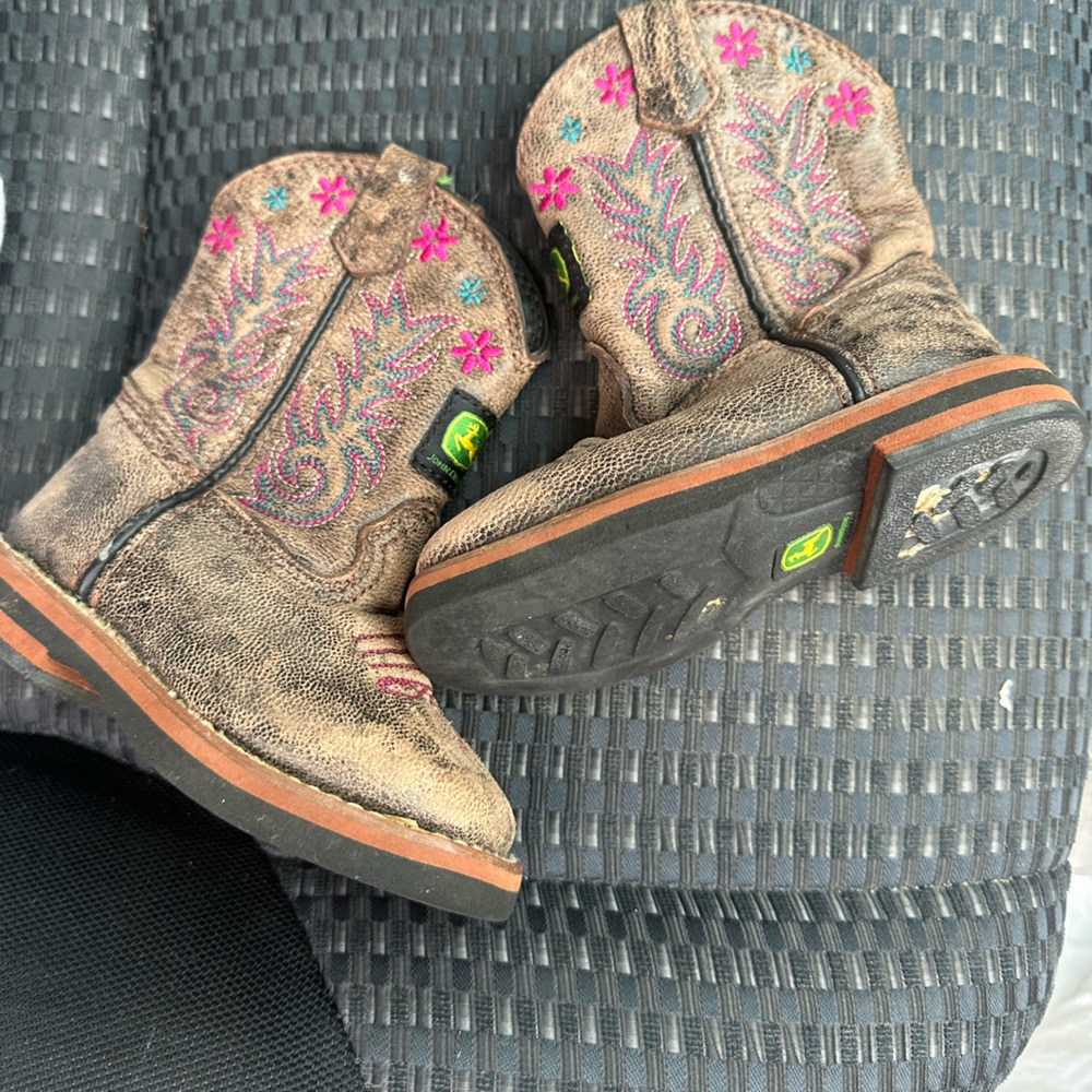 🔥 John Deere Boots by Dan Post Embroidered Flowers Toddler Girls 4